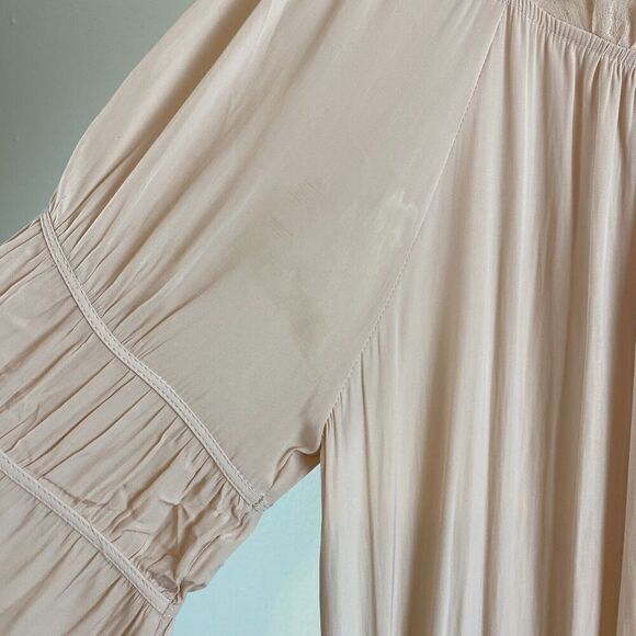 RAMY BROOK Silk Dress Sz M Pink Long Sleeve Romantic Flowy Sheer Coquette Boho - Picture 5 of 16